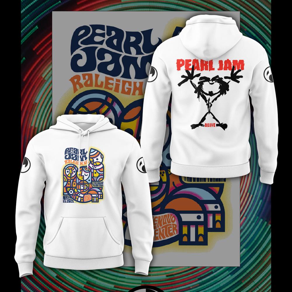 Pearl Jam Dark Matter Tour City of Oaks 2025 Limited White 3D Hoodie