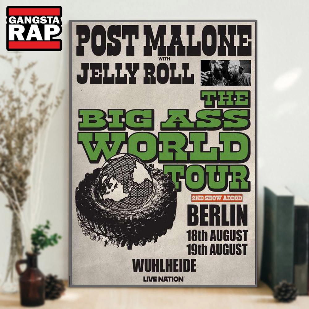 Post Malone The BIG ASS World Tour Aug 18-19 2025 in Berlin & London Poster Canvas Art Post Malone The BIG ASS World Tour Aug 18-19 2025 in Berlin & London Poster Canvas Art