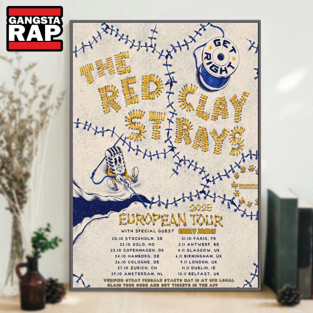 Red Clay Strays European 2025 Tour Poster Canvas Art