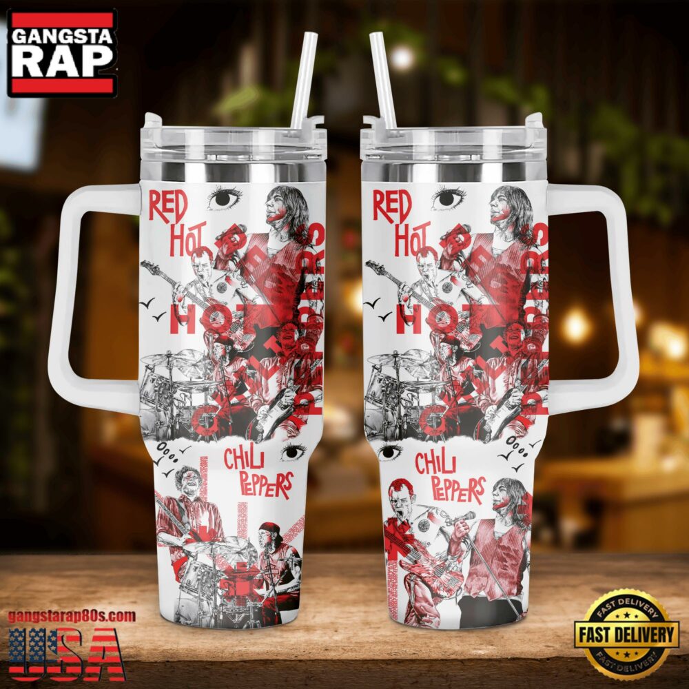 Red Hot Chili Peppers Music Custom Stanley Quencher 40oz Stainless Steel Tumbler With Handle Red Hot Chili Peppers Music Custom Stanley Quencher 40oz Stainless Steel Tumbler With Handle