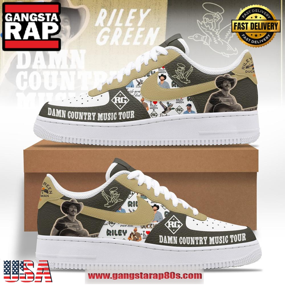 Riley Green Damn Country Music Tour Air Force 1 Running Sneakers Shoes