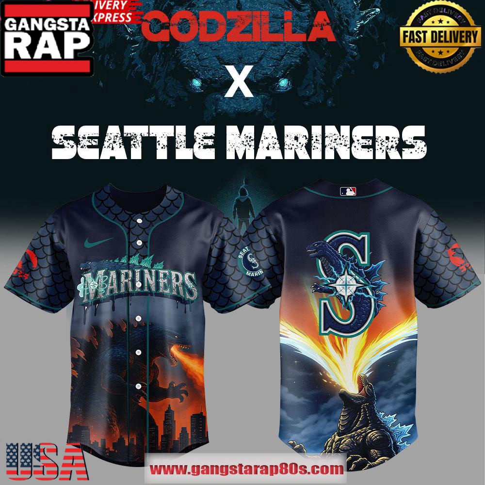 Seattle Mariners x Godzilla Special Edition Baseball Jersey Shirt Seattle Mariners x Godzilla Special Edition Baseball Jersey Shirt