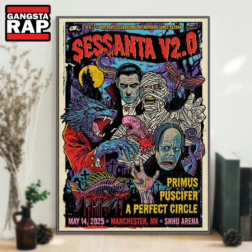 Sessanta V2.0 SNHU Arena Manchester, NH May 14 2025 Tour Poster Canvas Art