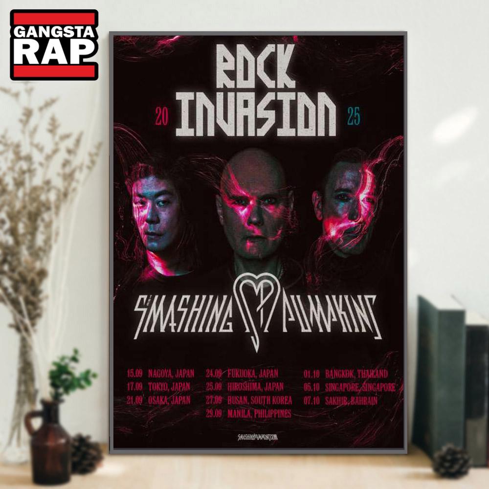 Smashing Pumpkin Rock Invasion Tour 2025 Poster Canvas Art
