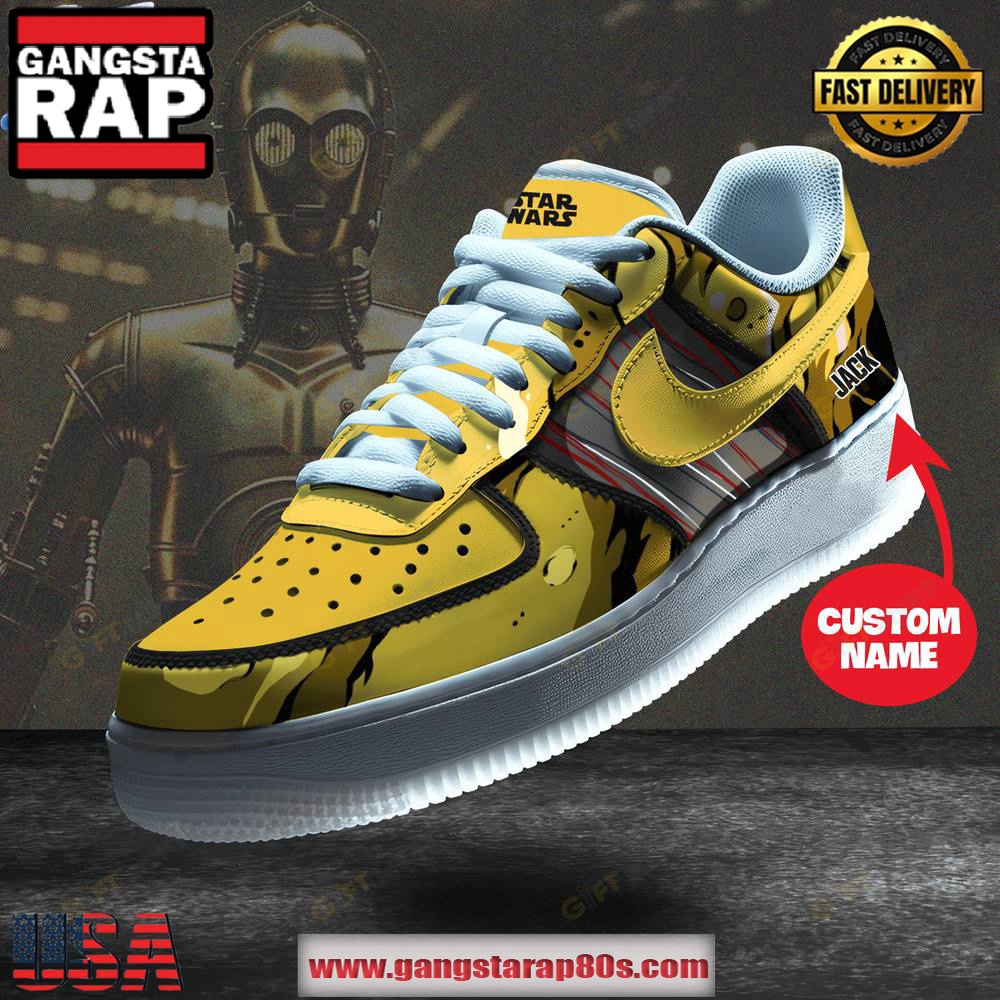 Star Wars C-3PO Limited Edition Air Force 1 Running Sneakers Shoes Star Wars C-3PO Limited Edition Air Force 1 Running Sneakers Shoes