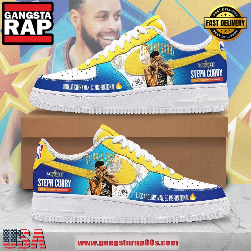 Stephen Curry NBA All Stars 2025 MVP Air Force 1 Running Sneakers Shoes