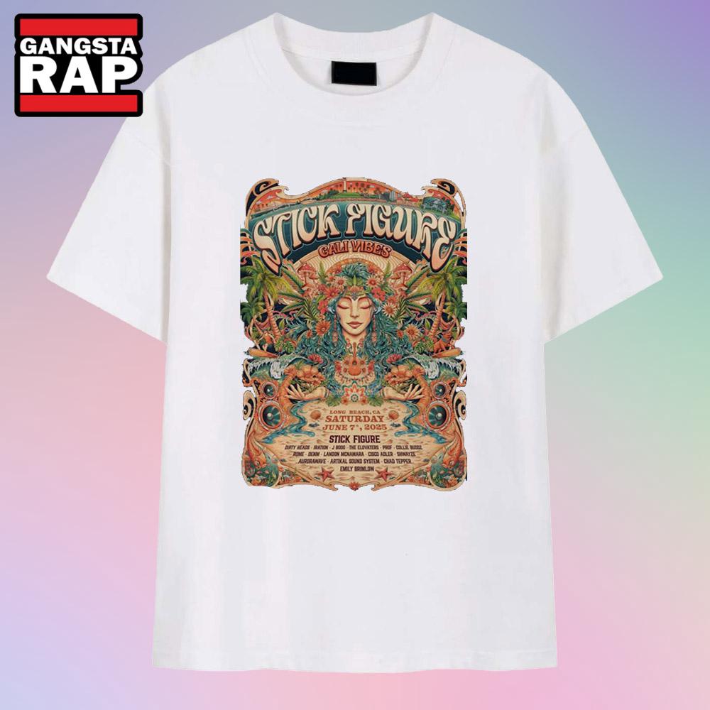 Stick Figure Cali Vibes Marina Green Long Beach, CA Jun 7 2025 Tour T Shirt