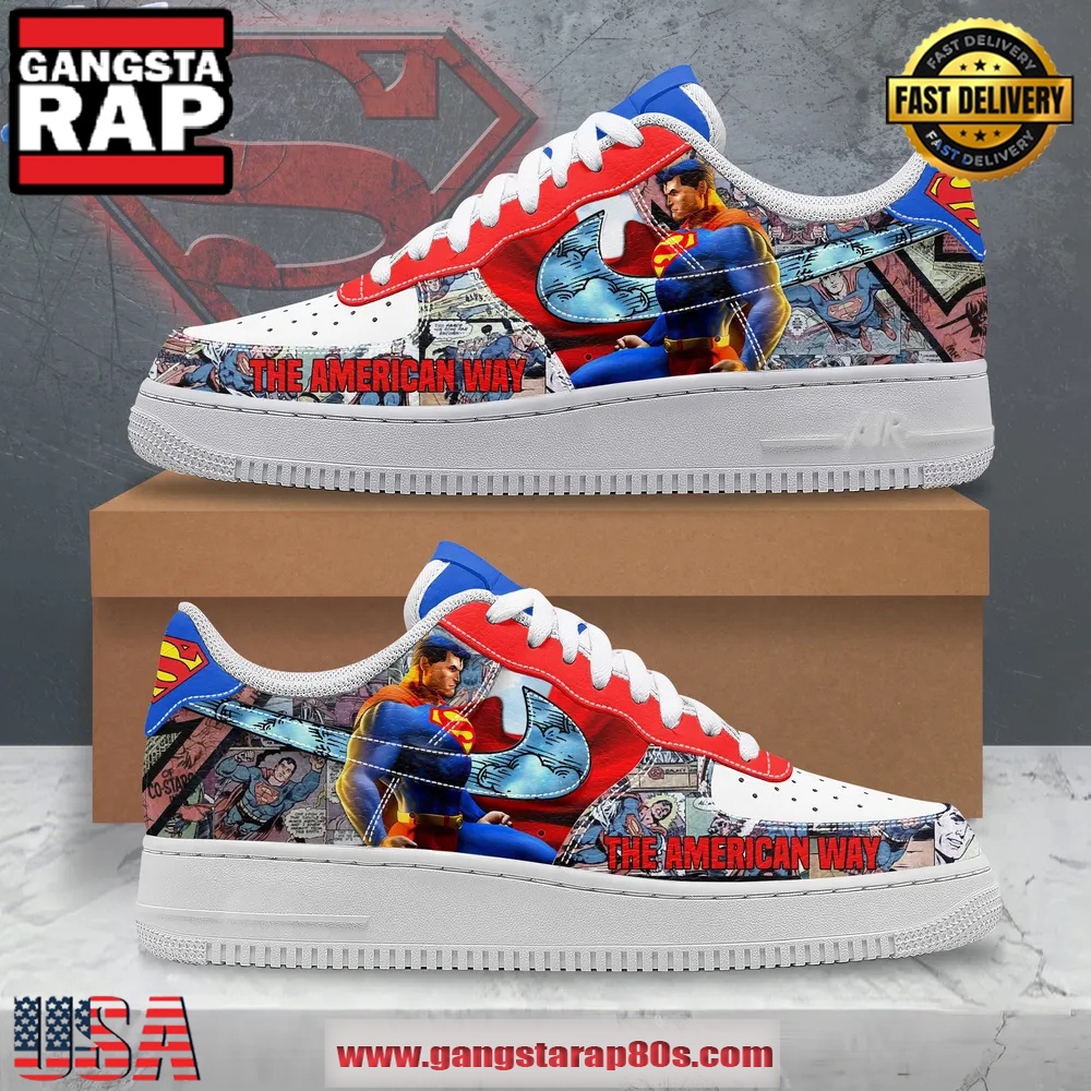 Superman The American Way Limited Edition Air Force 1 Running Sneakers Shoes Superman The American Way Limited Edition Air Force 1 Running Sneakers Shoes