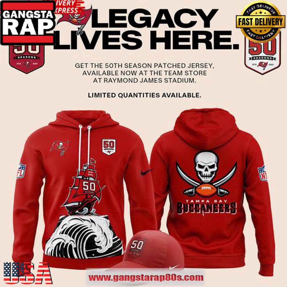 Tampa Bay Buccaneers Celebrate The Legacy of 50 Seasons Red All Over Print Hoodie
