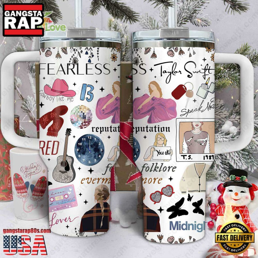 Taylor Swift Album Swiftie Collection Music Custom Stanley Quencher 40oz Stainless Steel Tumbler With Handle For Fans