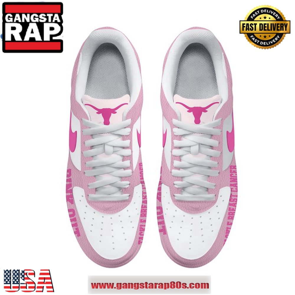 Texas Longhorns Tackle Breast Cancer 2024 Pink Air Force 1 Running Sneakers Shoes