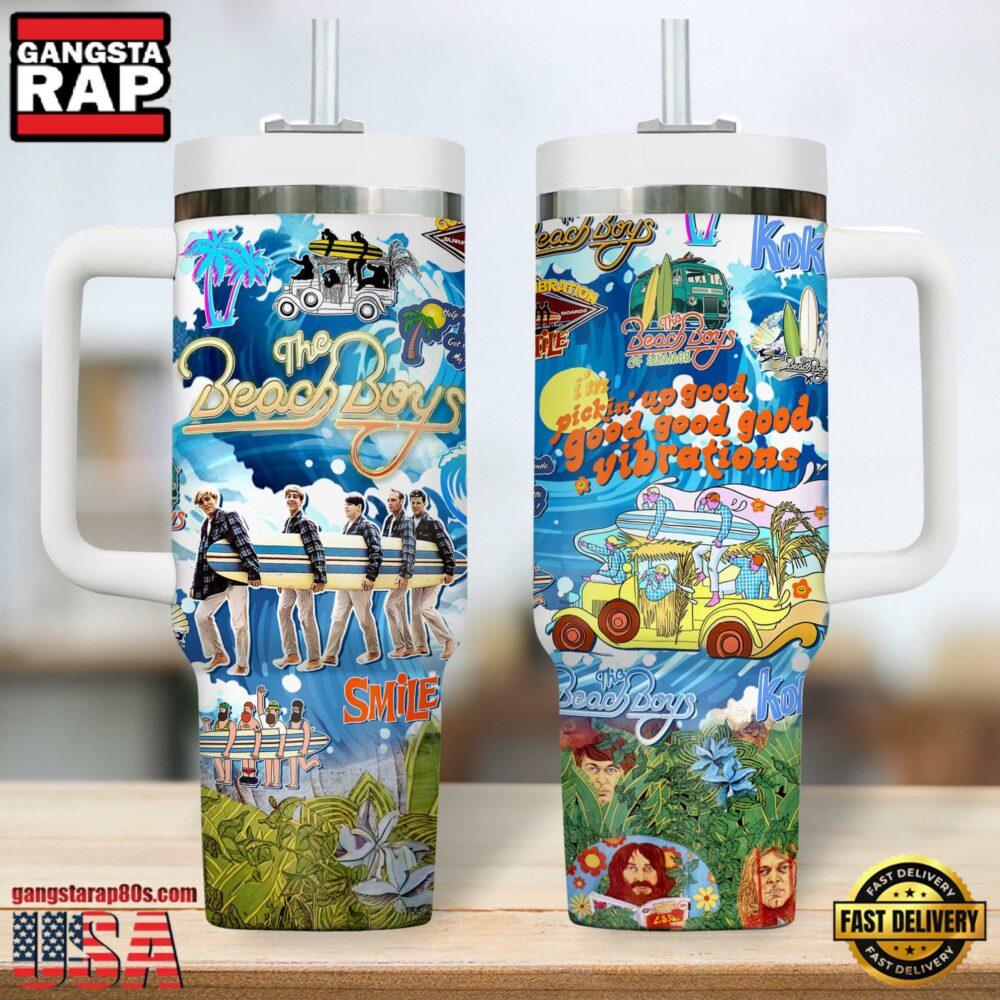 The Beach Boys Music Custom Stanley Quencher 40oz Stainless Steel Tumbler For Fans