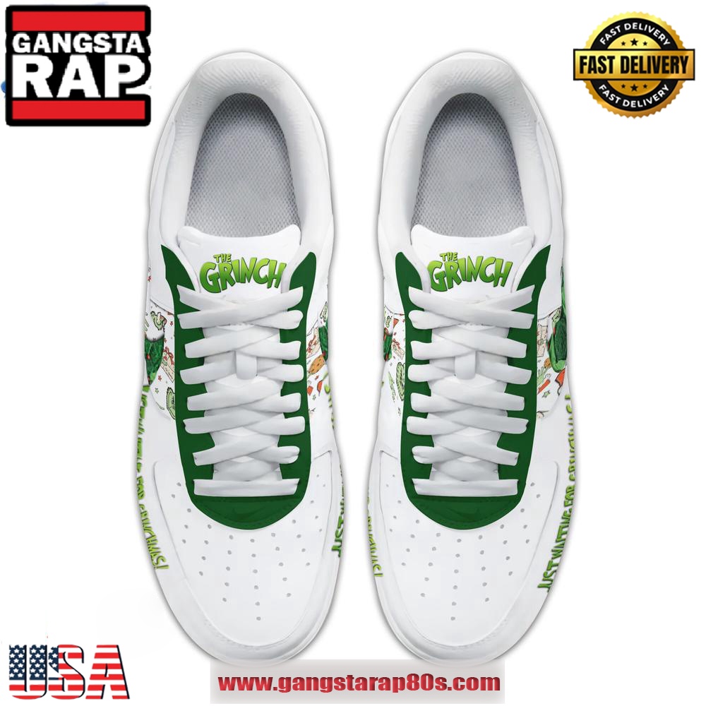 The Grinch Just Waiting For Grinchmas Limited Air Force 1 Running Sneakers Shoes The Grinch Just Waiting For Grinchmas Limited Air Force 1 Running Sneakers Shoes