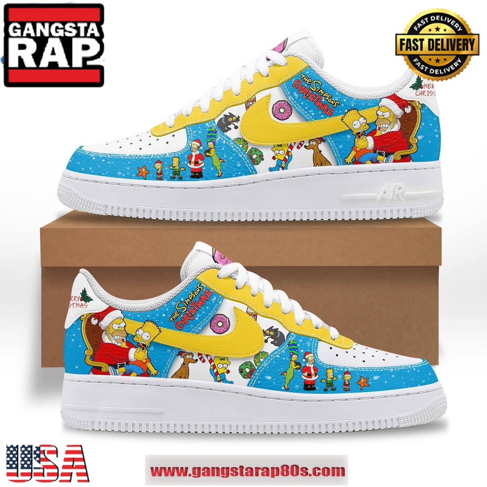 The Simpsons Merry Christmas Limited Edition Air Force 1 Running Sneakers Shoes