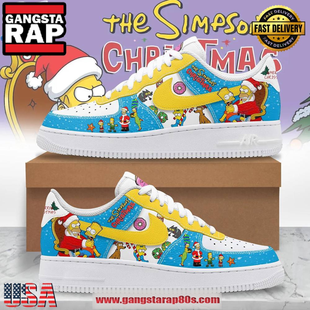 The Simpsons Merry Christmas Limited Edition Air Force 1 Running Sneakers Shoes