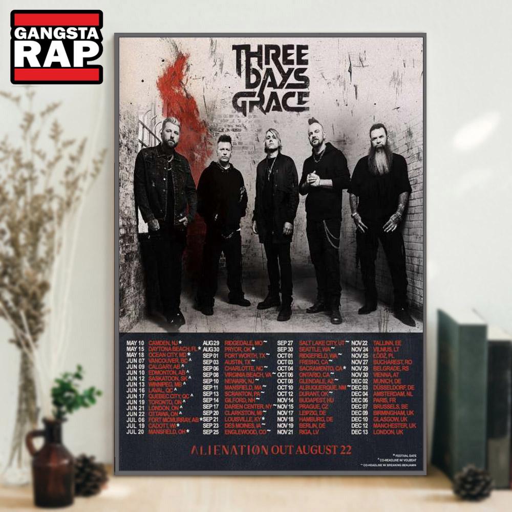 Three Days Grace ALIENATION Out August 22 Tour Poster Canvas Art