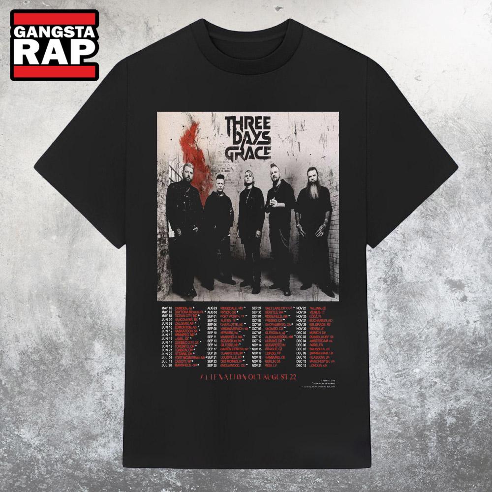 Three Days Grace ALIENATION Out August 22 Tour T Shirt Three Days Grace ALIENATION Out August 22 Tour T Shirt