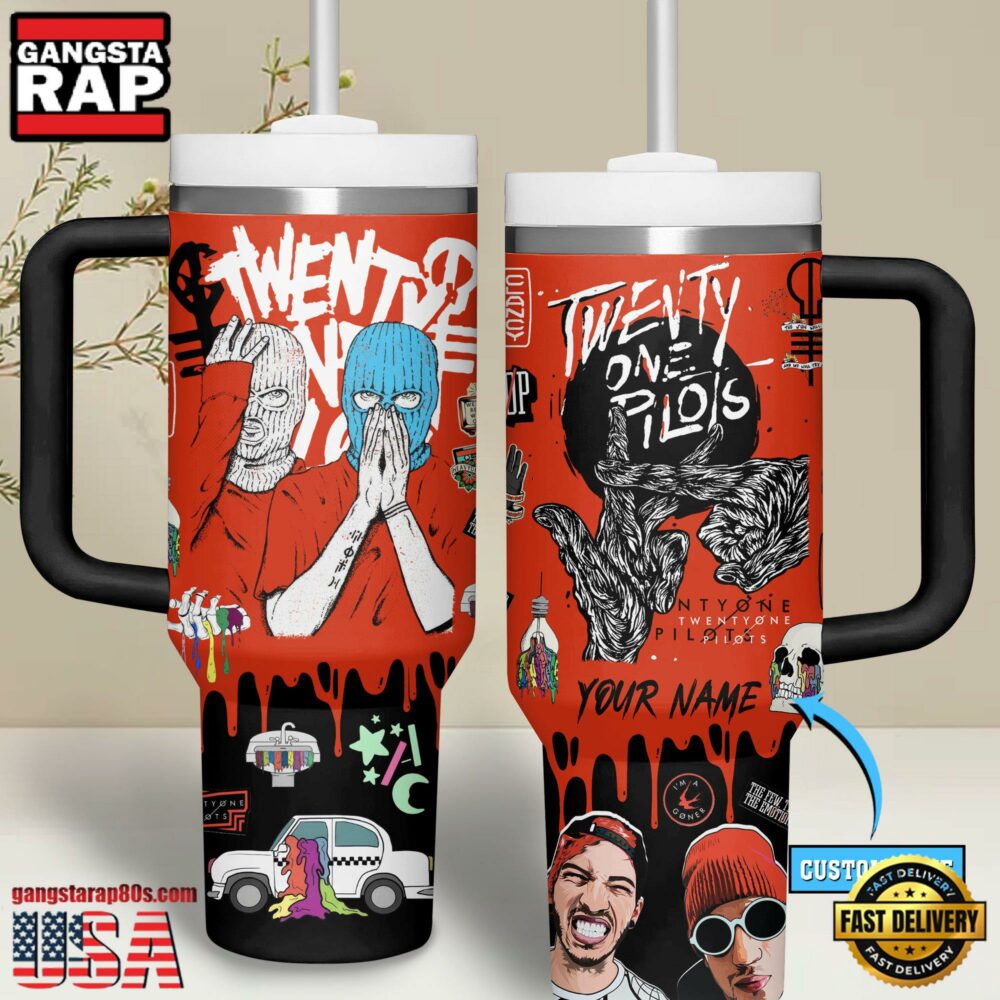 Twenty One Pilots Music Custom Stanley Quencher 40oz Stainless Steel Tumbler With Handle For Fans