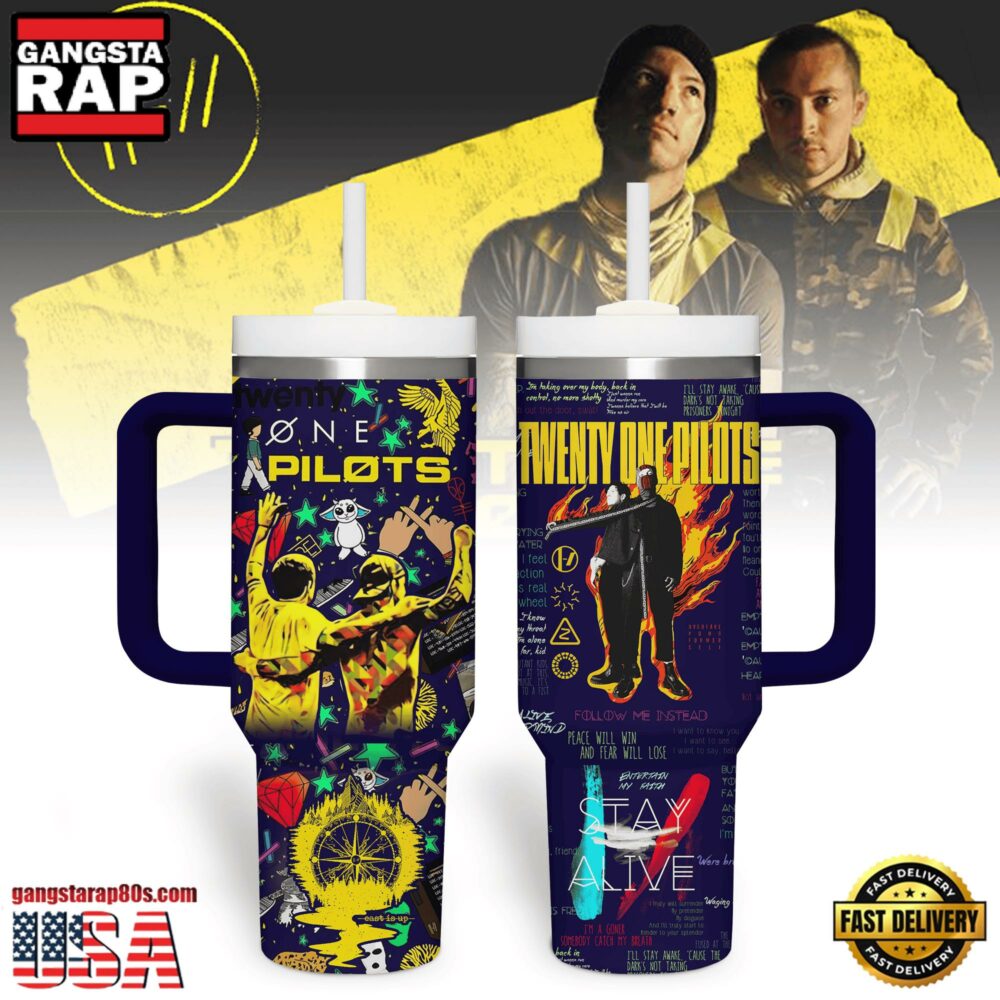 Twenty One Pilots Music Custom Stanley Quencher 40oz Stainless Steel Tumbler With Handle For Fans