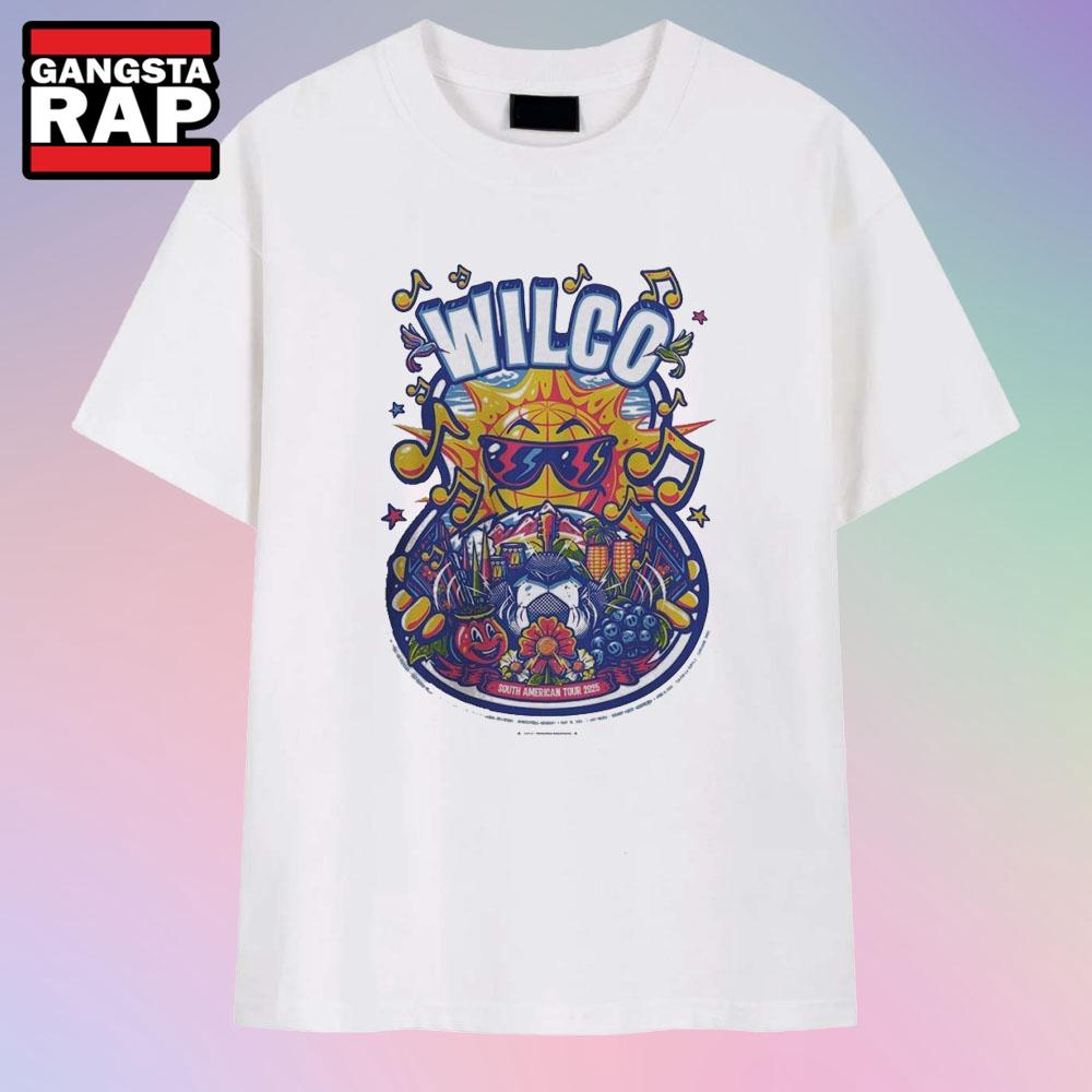 Wilco South American Tour 2025 Gig Poster For Sao Paulo Brazil Uruguay Argentina And Chile The Sun Artwork T Shirt