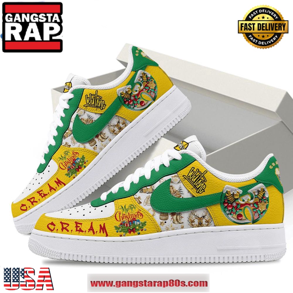 Wu-Tang Clan Cream Merry Christmas Limited Edition Air Force 1 Running Sneakers Shoes Wu-Tang Clan Cream Merry Christmas Limited Edition Air Force 1 Running Sneakers Shoes