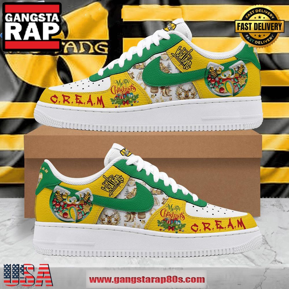 Wu-Tang Clan Cream Merry Christmas Limited Edition Air Force 1 Running Sneakers Shoes Wu-Tang Clan Cream Merry Christmas Limited Edition Air Force 1 Running Sneakers Shoes