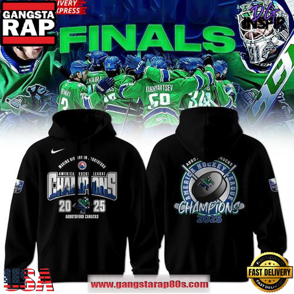 Abbotsford Canucks 2025 AHL Champions Black All Over Print Hoodie Abbotsford Canucks 2025 AHL Champions Black All Over Print Hoodie