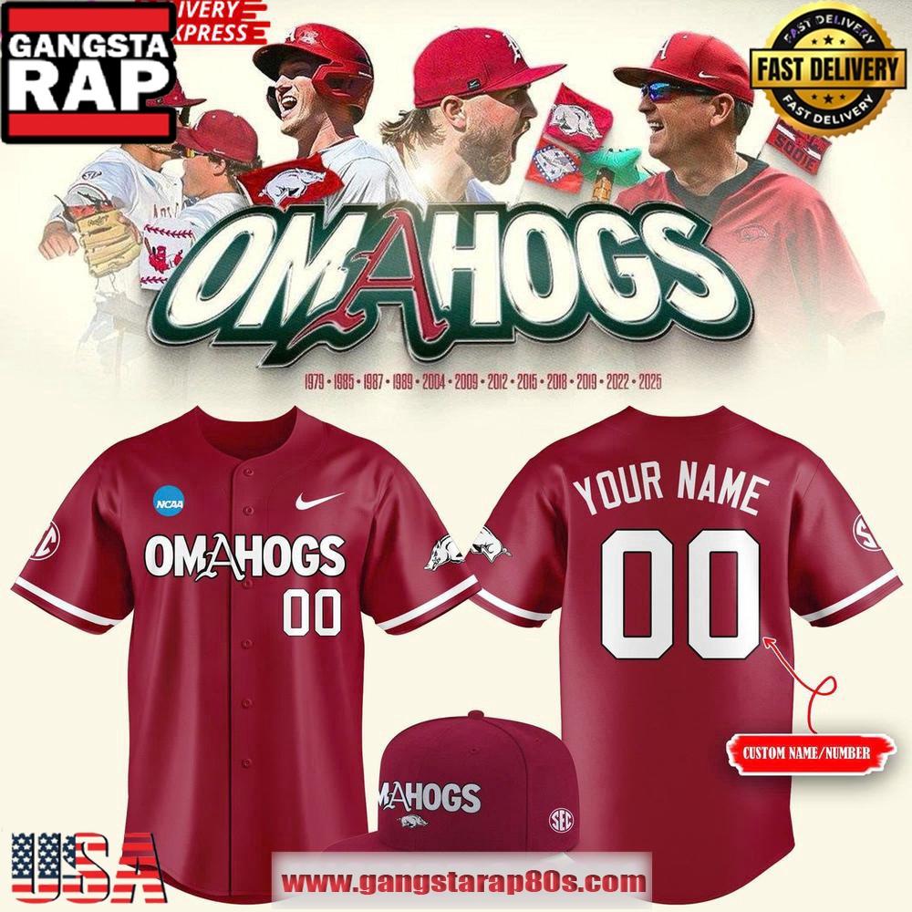 Arkansas Razorbacks Omahogs 2025 Custom Baseball Jersey Shirt Arkansas Razorbacks Omahogs 2025 Custom Baseball Jersey Shirt