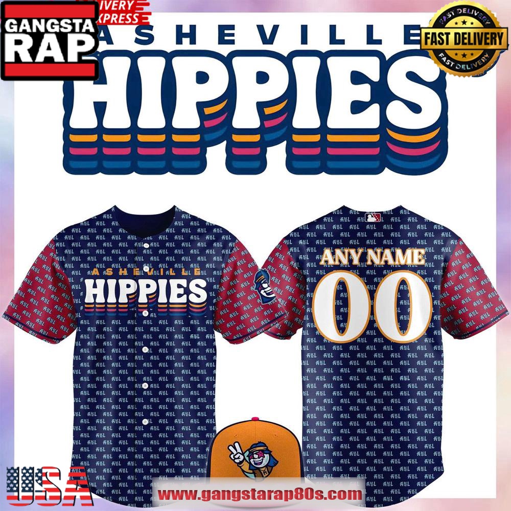 Asheville Tourists “Hippies” 2025 Custom Baseball Jersey Asheville Tourists “Hippies” 2025 Custom Baseball Jersey
