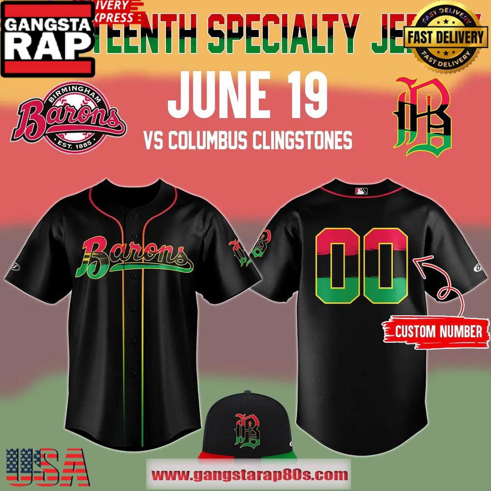 Birmingham Barons x 2025 Juneteenth Day Custom Number Baseball Jersey Shirt
