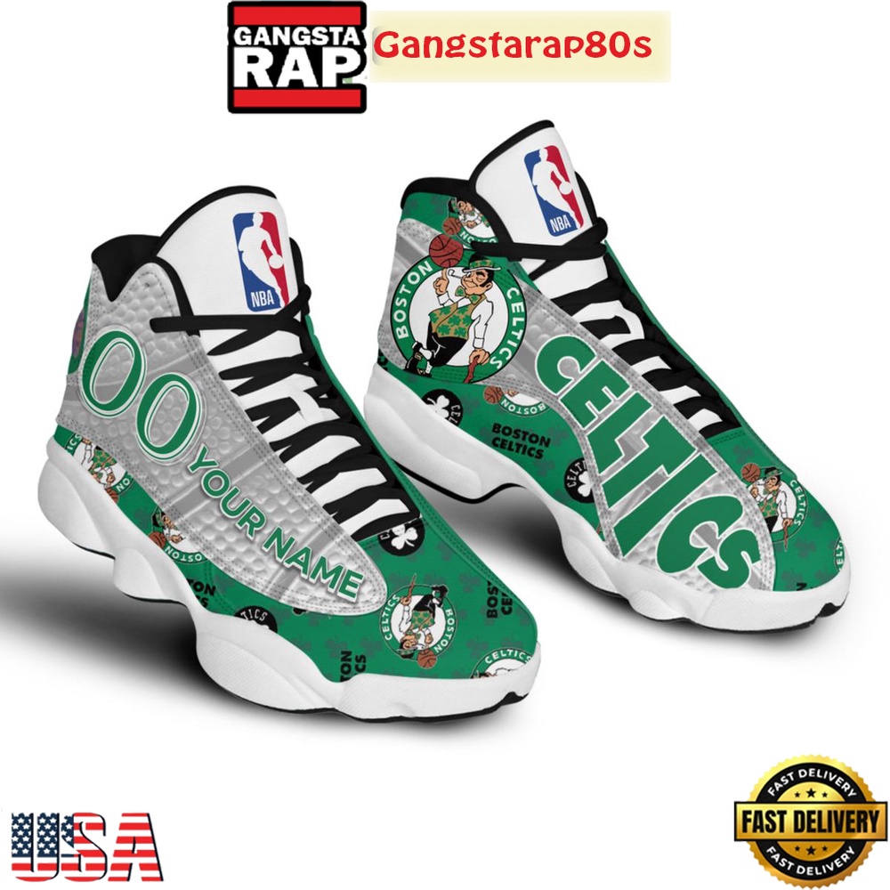 Boston Celtics Basketball Celtic Pride Custom Name Air Jordan 13 Shoes Running Sneakers