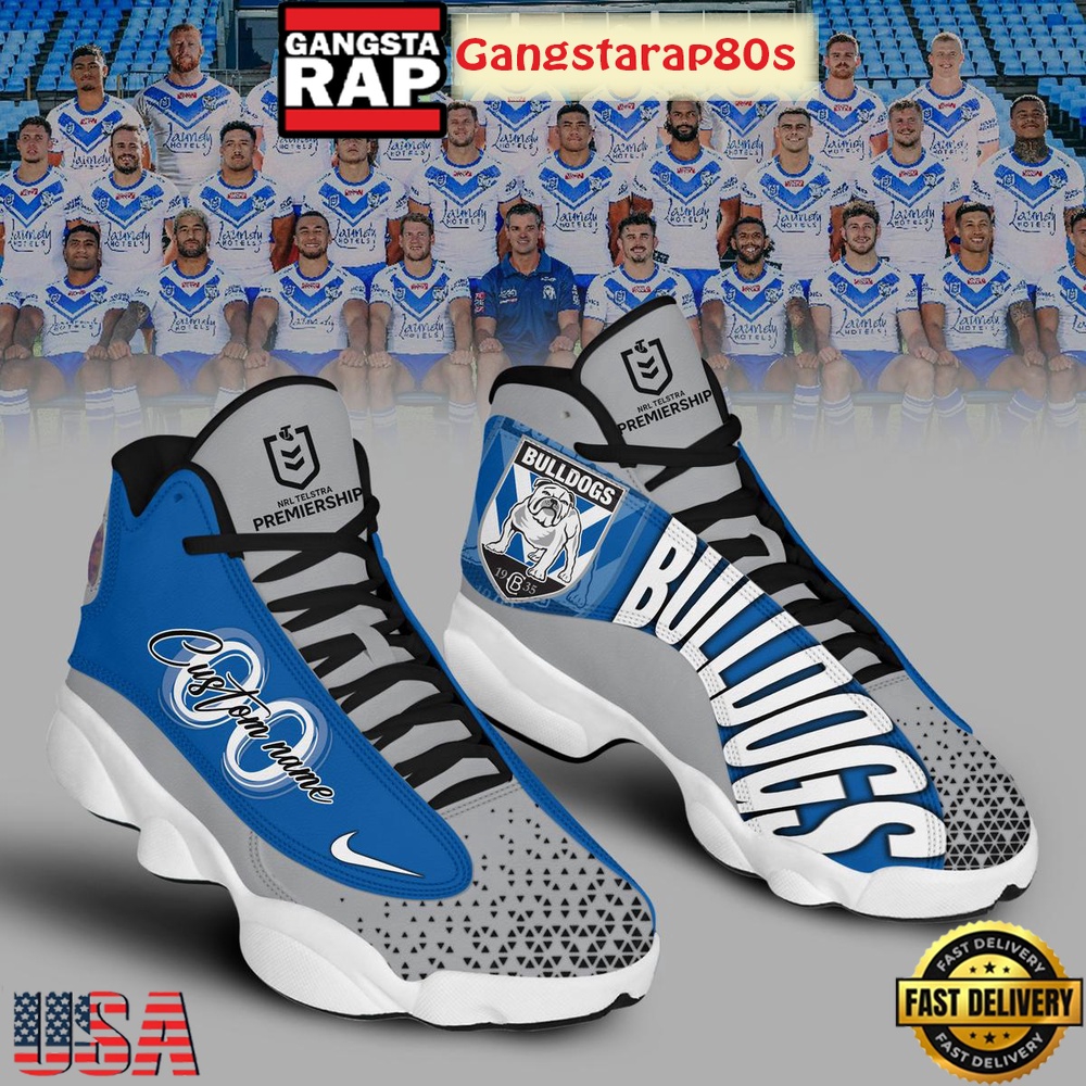 Canterbury Bulldogs Mighty Bulldogs Custom Name Air Jordan 13 Shoes Running Sneakers