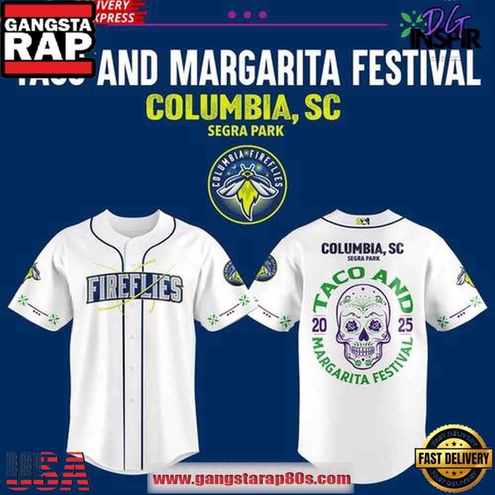Columbia Fireflies Taco and Margarita Festival Special Baseball Jersey Shirt