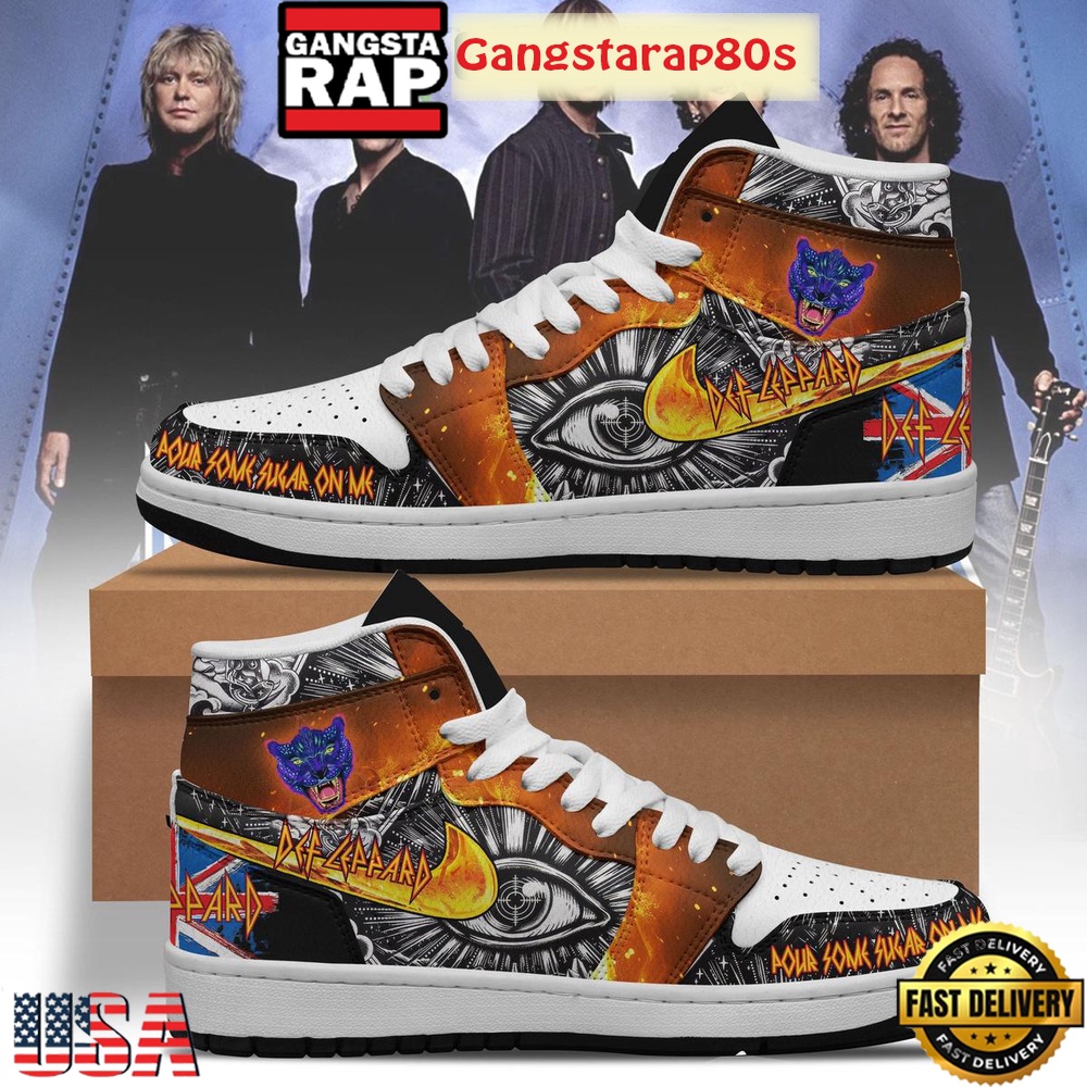 Def Leppard Pour Some Sugar On Me Special Edition Air Jordan 1 Sneakers Shoes