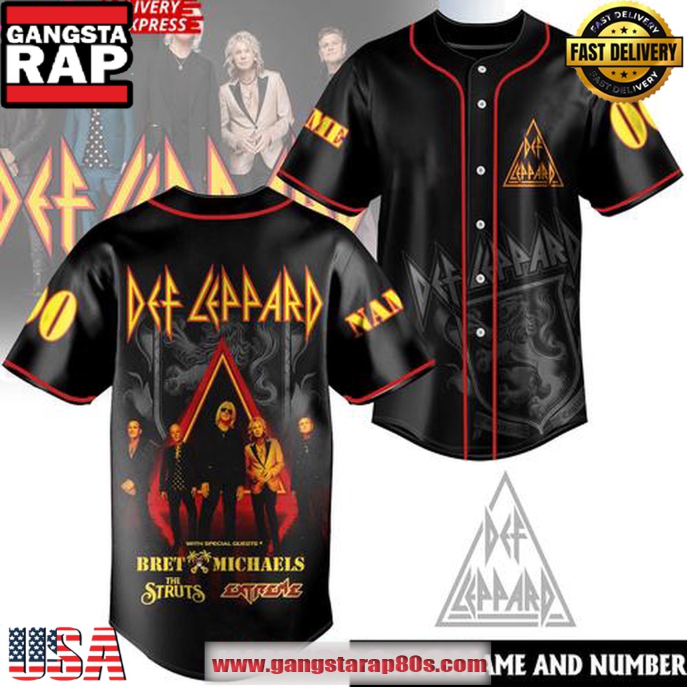 Def Leppard x Bret Michaels 2025 Tour Custom Baseball Jersey Shirt Def Leppard x Bret Michaels 2025 Tour Custom Baseball Jersey Shirt