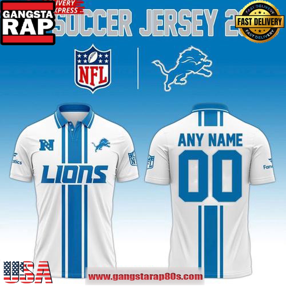 Detroit Lions NFL 2025 Custom Name & Number Edition Polo Shirt