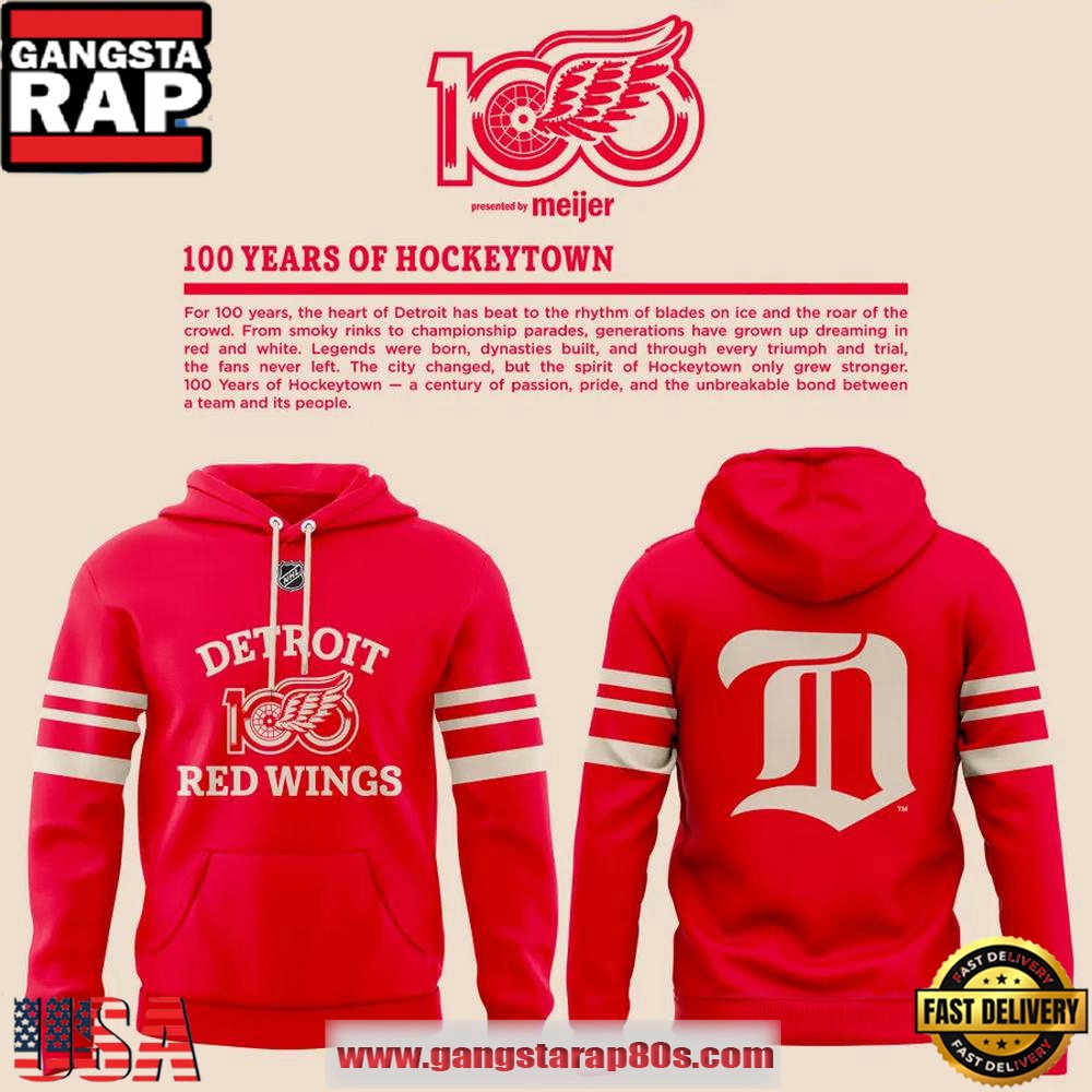 Detroit Red Wings 100 YEARS OF HOCKEYTOWN Special Edition All Over Print Hoodie Detroit Red Wings 100 YEARS OF HOCKEYTOWN Special Edition All Over Print Hoodie