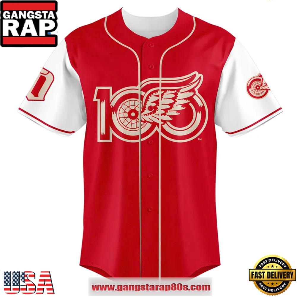 Detroit Red Wings 100 Years Of Hockeytown Special Edition Custom Baseball Jersey Shirt