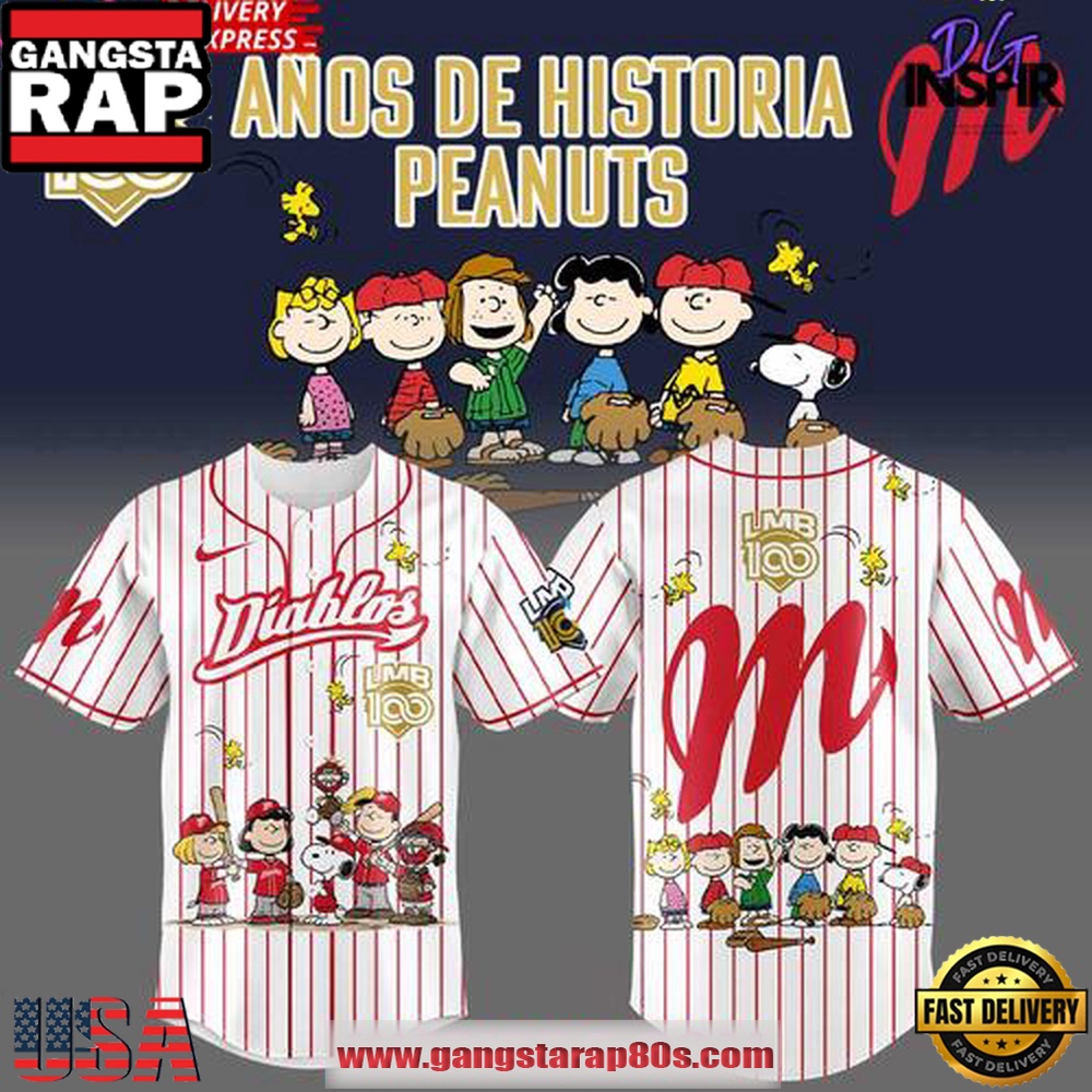 Diablos Peanuts 100 Years LMB Special Baseball Jersey Shirt