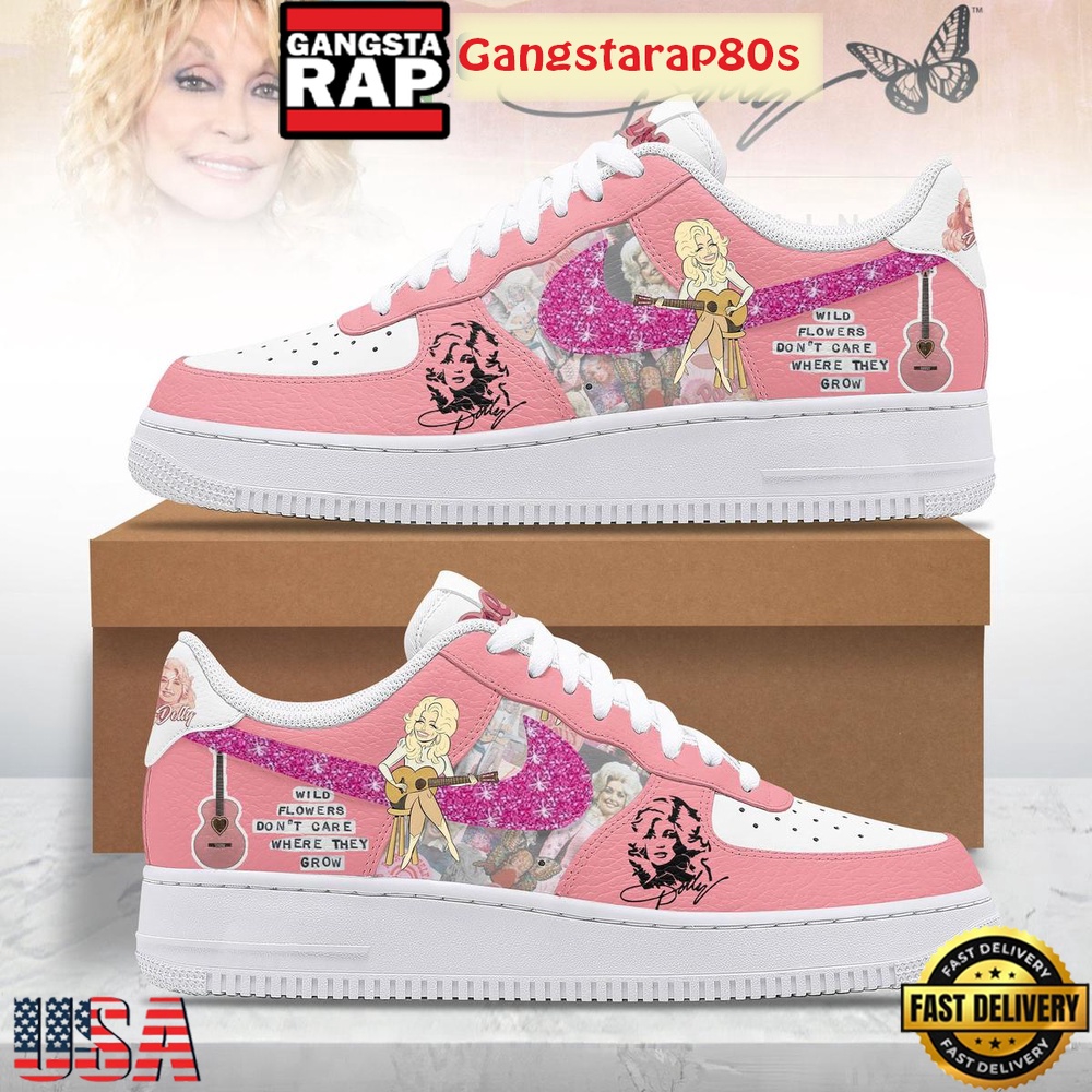 Dolly Parton Wild Flowers Don't Care Where They Grow Special Edition Air Force 1 Shoes Running Sneakers