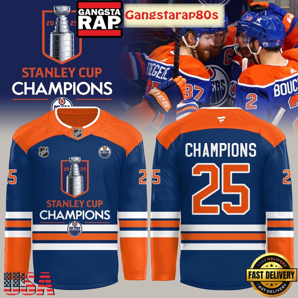 Edmonton Oilers Champion NHL Stanley Cup 2025 Hockey Jersey Edmonton Oilers Champion NHL Stanley Cup 2025 Hockey Jersey
