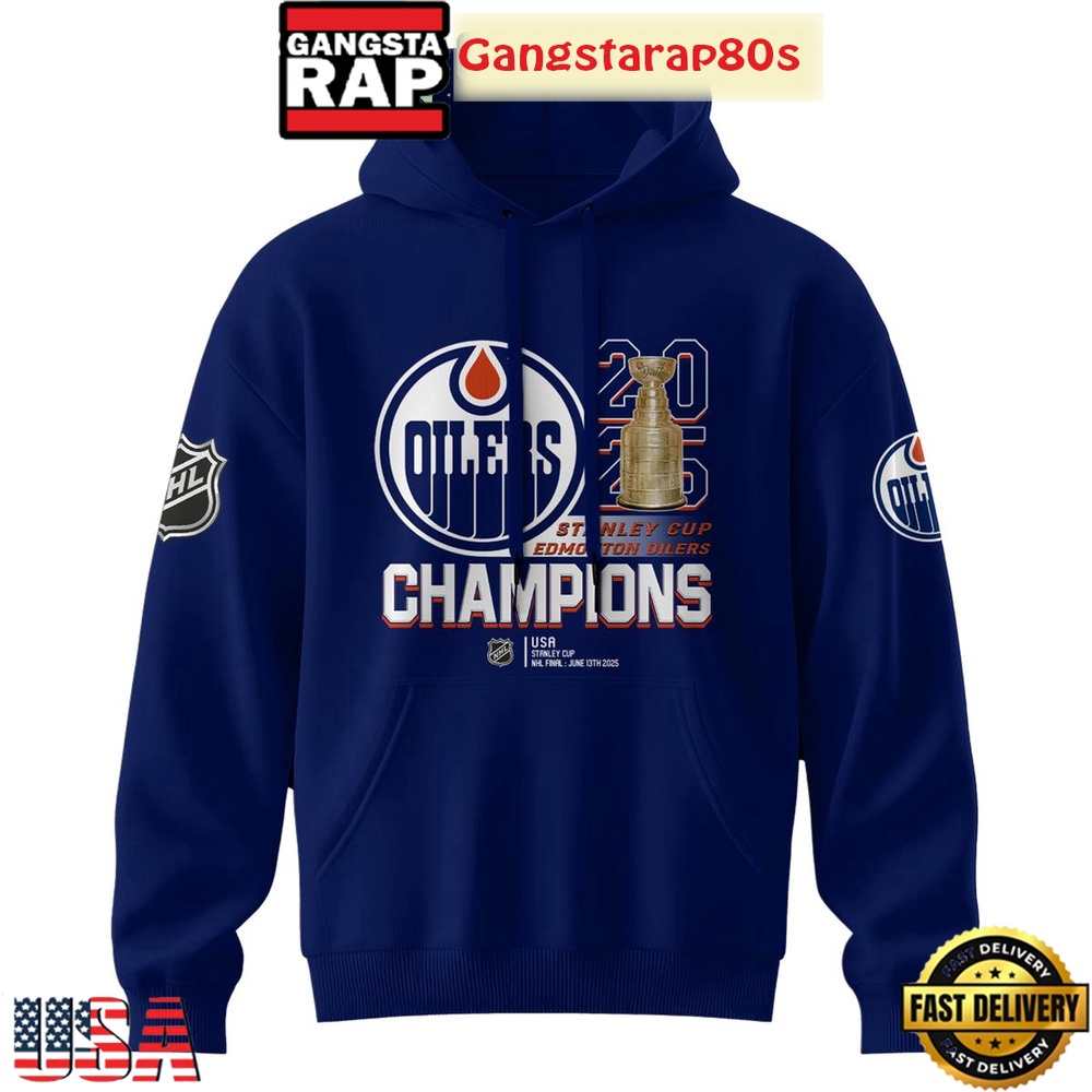Edmonton Oilers Stanley Cup 2025 Champions Blue All Over Print T-Shirt Hoodie Edmonton Oilers Stanley Cup 2025 Champions Blue All Over Print T-Shirt Hoodie