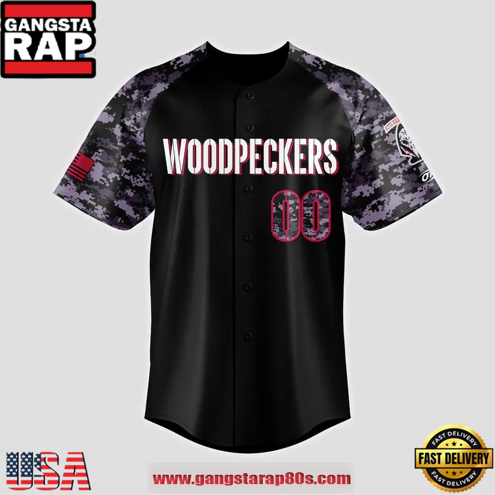 Fayetteville Woodpeckers Black Ops Limited Edition Custom Baseball Jersey Shirt Fayetteville Woodpeckers Black Ops Limited Edition Custom Baseball Jersey Shirt