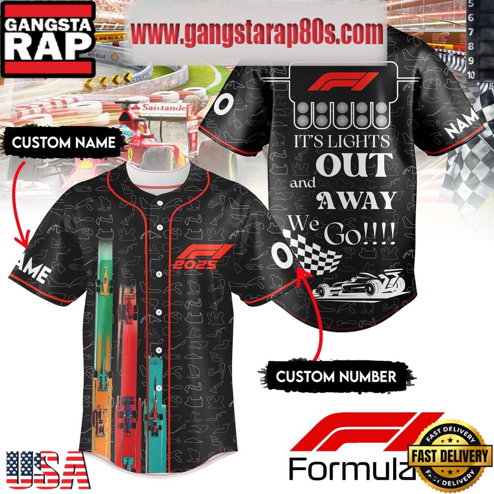 Formula 1 2025 It’s Lights Out And Away We Go Custom Baseball Jersey Shirt Formula 1 2025 It’s Lights Out And Away We Go Custom Baseball Jersey Shirt