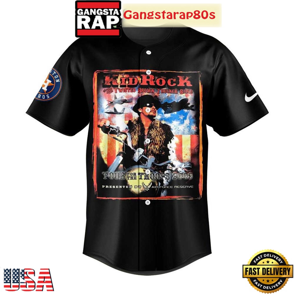 Houston Astros x Bryan I'm The Problem Tour Kid Rock Black Baseball Jersey Shirt