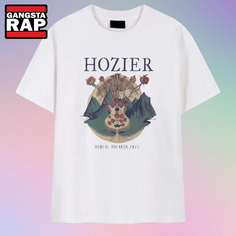 Hozier Unreal Unearth 2025 Guitar Tour T Shirt
