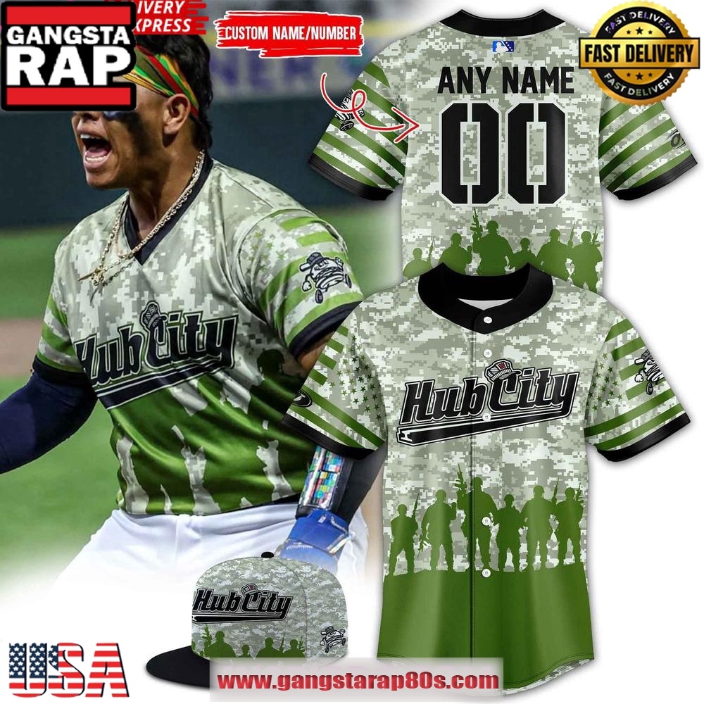 Hub City Spartanburgers Military Appreciation 2025 Camo Custom Baseball Jersey Shirt