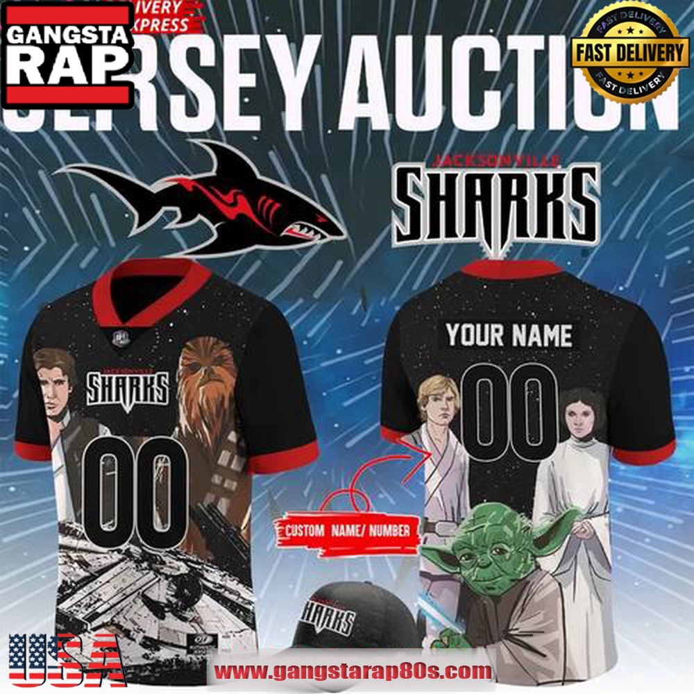 Jacksonville Sharks x Star Wars Custom Galaxy Football Jersey Jacksonville Sharks x Star Wars Custom Galaxy Football Jersey