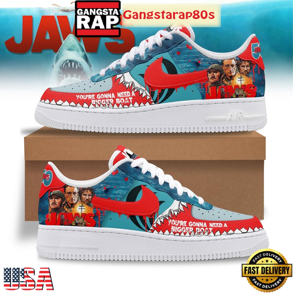 Jaws You're Gonna Need A Bigget Boat Special Edition Air Force 1 Shoes Running Sneakers