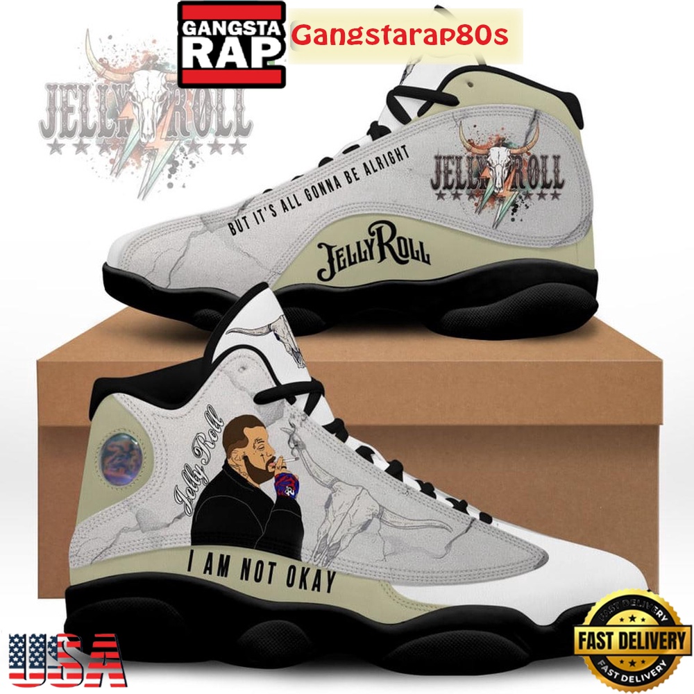 Jelly Roll I Am Not Okay But It's All Gonna Be Alright Air Force 13 Shoes Running Sneakers